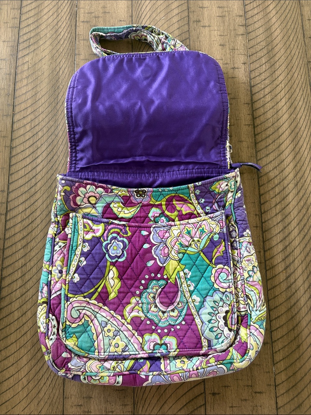 Vera Bradley Purple and Teal Quilted Paisley Crossbody - Picture 3 of 11